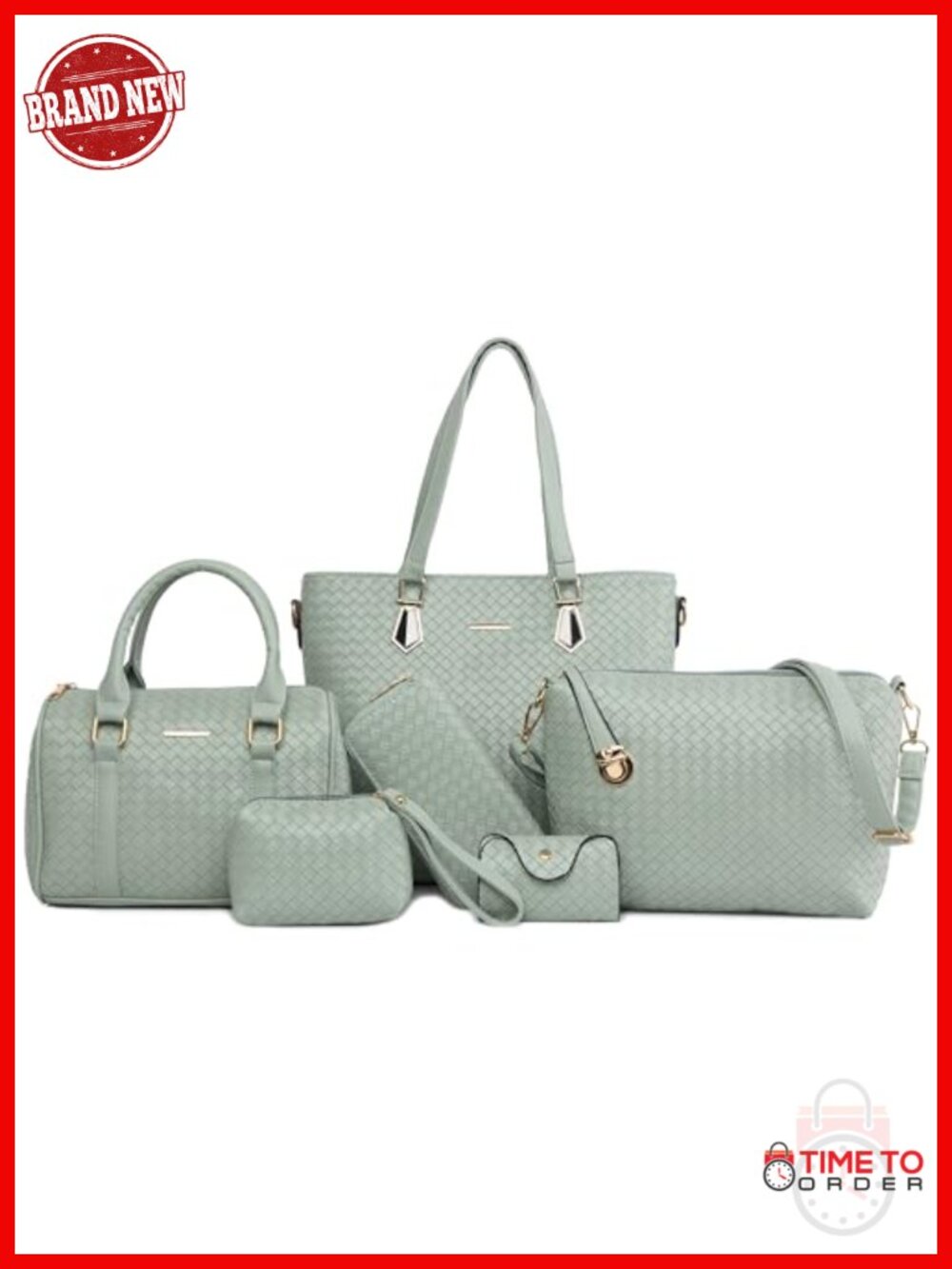 Synthetic Leather Tote Crossbody Bag Set 6pcs Satchel Purse